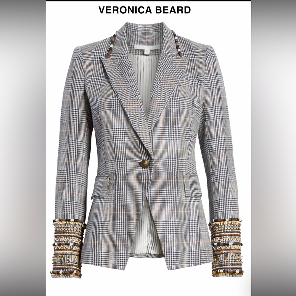 Veronica Beard Bronley Tailor Fit Embroidered Dickey Jacket, detailed bead work